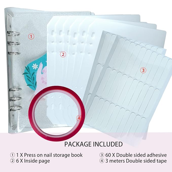 Press On Nail Organizer,10 PCS,A5 Glitter PVC Cover Binder,Press On Nail Packaging for Fake Nail Storage Nail Display Nail Salon Press On Nail Supplies Organizer with Nail Tape(A5(9.37 * 6.89 * 1inch)