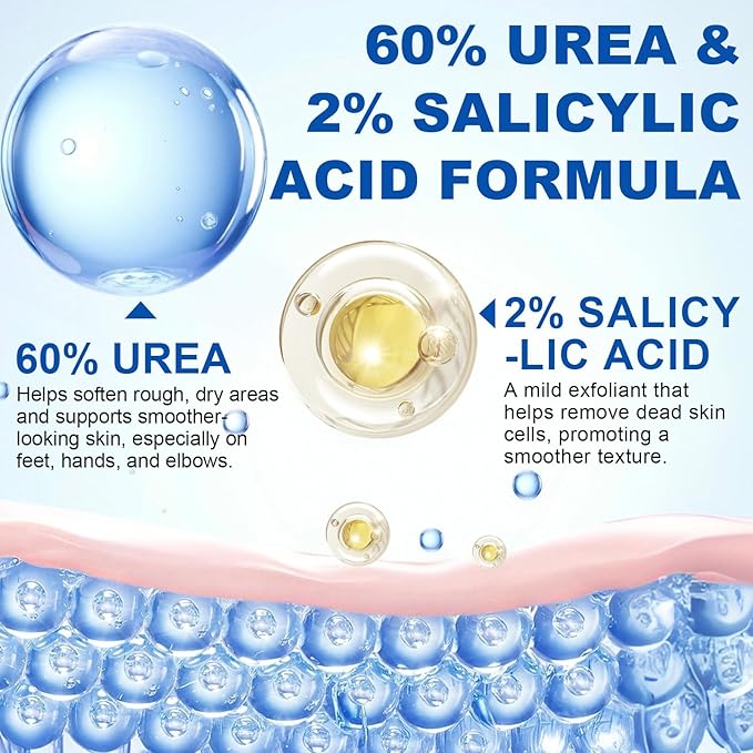 60% Urea Foot Cream Stick with 2% Salicylic Acid, Urea Foot Care Stick & Cream - Moisturizer for Dry, Cracked Skin on Feet, Knees, Elbows & Hands - Hydrates & Repairs Rough Skin 2Pack