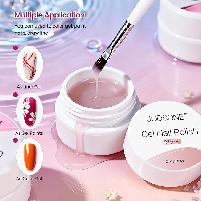JODSONE 32 Colors Nail Art Gel Paint Kit Solid Gel Nail Polish Painting Paint Nail for Nails Art Set Professional Salon DIY Gift