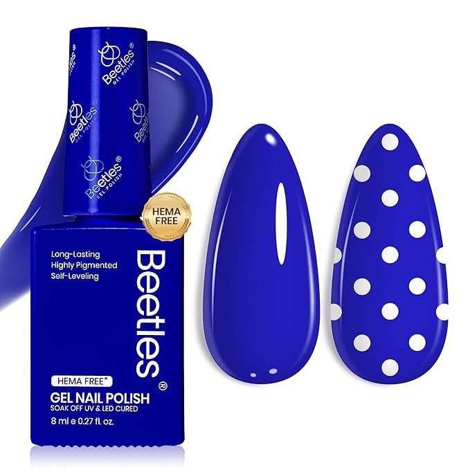 Beetles Blue Gel Nail Polish- Hema-Free Gel Nail Polish High Gloss Soak Off Eternal Navy Royal Dark Blue Nail Polish Nail Art Manicure Salon Same Color Bottle