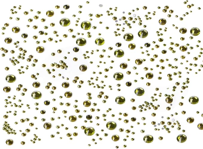 Bymitel 5000 Pieces 6 Mixed Sizes Glue Fix on Glass Rhinestones Round Crystal Gems Flatback for DIY Jewelry Making with one Picking Pen(6-Sizes 5000PCS, Olivine)