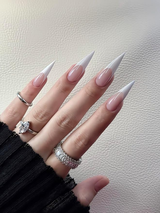 Stiletto Nail Tips, 360PCS Full Cover Clear ABS False Nails for Acrylic Nails, DIY Nail Art & Manicure Salon, 12 Sizes