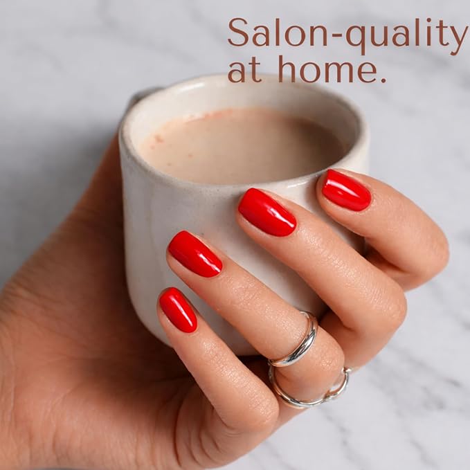 Ami Amour- Gel Nail Strips Cured Polish Color That Pops (Last 14+ Days) | Semi Cured Nail Sticker Wraps For Quick Easy Application (Sizzling Hibiscus)