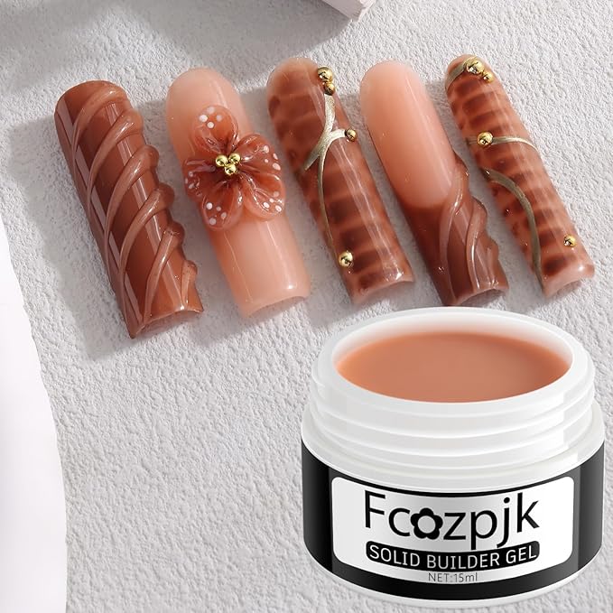 Solid Builder Nail Gel, Nude Pink & Skin Color, Non-Sticky Hard Gel for Nails, 3D Sculpting, Extension, Salon Supplies