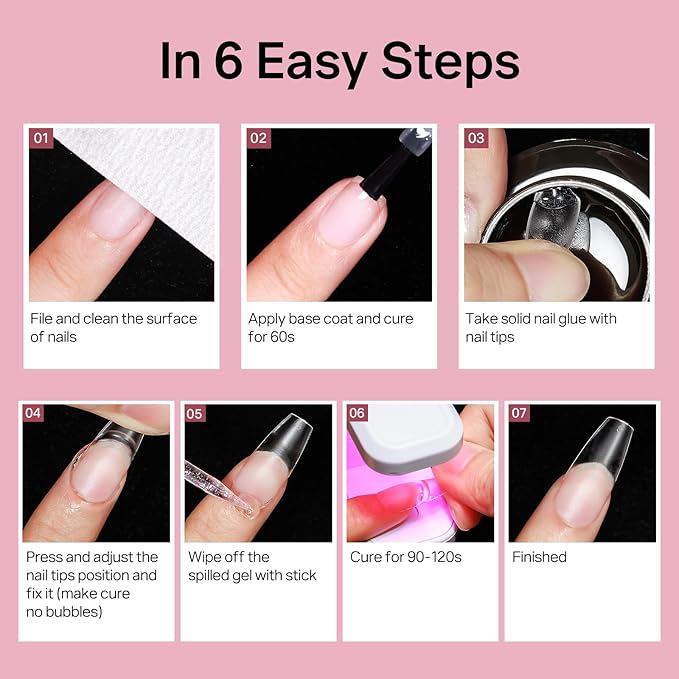 MIZHSE Gel Nail Kit Medium Coffin Gels Nail Tips, Solid Nails Glue Gel for Press On Nails with Portable U V Lamp 240Pcs 12 Sizes Half Matte Nail Tips Easy Nail Extension Set for Women