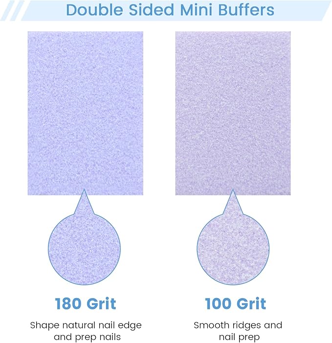 Nail Buffer Block, 100 PCS Mini Buffers, 2 Way Coarse Medium Grit 100/180, 1.3 inch Long, Small Buffing Kits for Nail Gel Polish, Acrylic & Press-On Nails Prep, Pedicure & Manicure, Purple