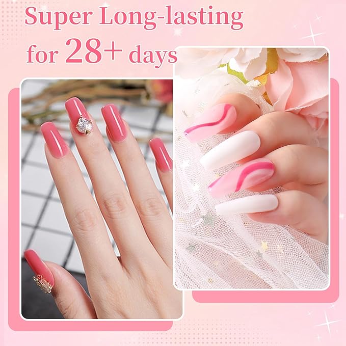BQAN Poly Nail Gel Kit - 6 Colors Builder Gel for Long-Lasting Nail Extensions | 15ml Each | Salon-Quality DIY & Home Use | Low Odor