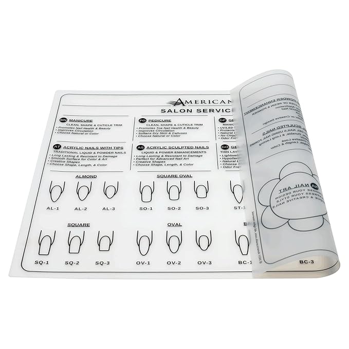 Americanails Silicone Salon Service Menu Mat, Professional Nail Salon Menu, Sales Tool, Helps Explain Services, Protects Nail Table, Wipes Clean With Acetone, Acrylic, Gel Natural Nail Services