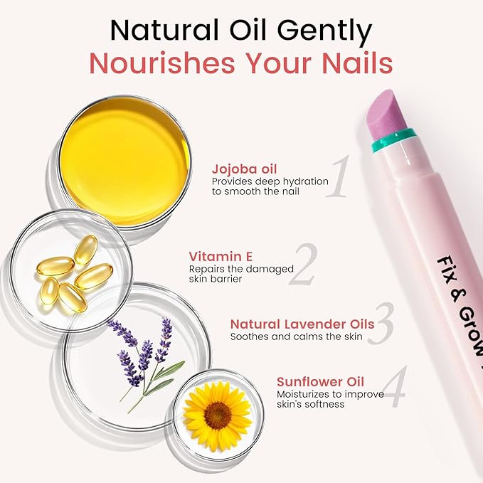 3PCS Ceramic Cuticle Oil Pusher Pen: 3-in-1 Nail Cuticle Buffer Pens for Hangnails, Dry & Damaged Nails, Moisturize Strengthen Brighten Nails Care