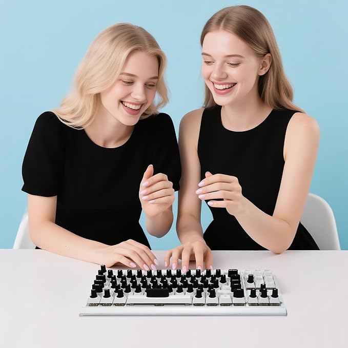 70 Pcs RaisedTip Keyboard Stickers for Long Nails with Letters: Adhesive Typing Bubbles for Women,Office & Gaming Girls Accessories Gift