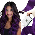 RUNATURE Purple Hair Extensions Human Hair 20 Inch 25g U Tip Hair Extensions Invisible Purple Extensions Hair for Highlight Party Silky Straight Real K Tip Extensions Long Lasting 25s
