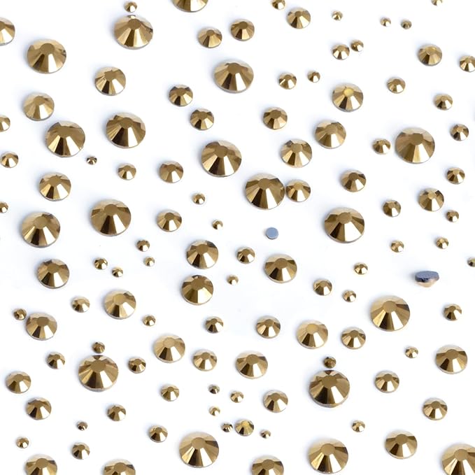 8000pcs Hotfix Rhinestones Flatback,Rhinestones for Crafts Clothes Mixed 6 Sizes, Hotfix Crystals with Wax Pencil Kit, SS4-SS30,Aurum