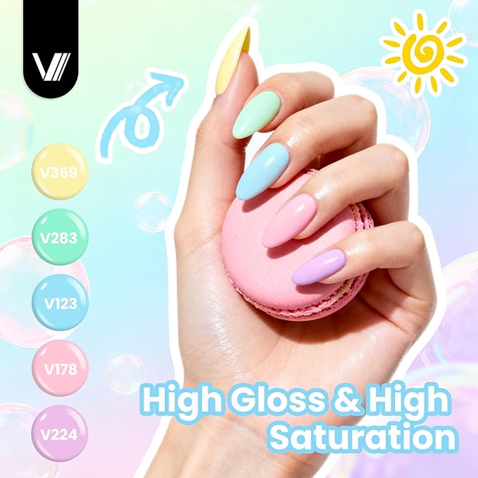 VANREESA 24 Pcs Gel Nail Polish Set -21 Colors Gel Polish with Base Coat Glossy & Matte Top Coat Yellow Green Blue Pink Purple Orange Pearl White Gel Polish Kit Nail Kit Gifts for Women Girls