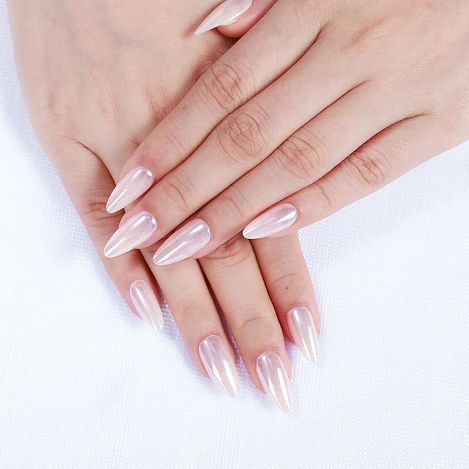 Rnker Press On Nails - Carnation, Almond Top gel Nails with a Glossy Glaze Finish, 15 Sizes - 30 Nail Kit with Glue