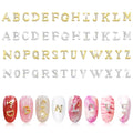 Kalolary 52Pcs Gold Silver 3D Capital Rhinetone Nail Letter English Alphabet Stud Charm DIY Manicure Jewelry Making Crafts Decoration for Women Girls