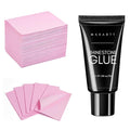 Makartt Nail Rhinestone Glue for Nails Bundle with Disposable Nail Mats, 50Pcs Pink Fordable Nail Paper Towels for Table Acrylic Nail Practice Sheet