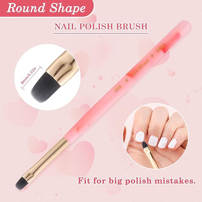 3PCS Nail Clean Up Brushes for OPI Nail Polish Remover, Brushes for Cleaning Polish Mistakes on the Cuticles, Acetone Resistant Nail Brushes for Nail Art and Designs（Jade Pink NEW）