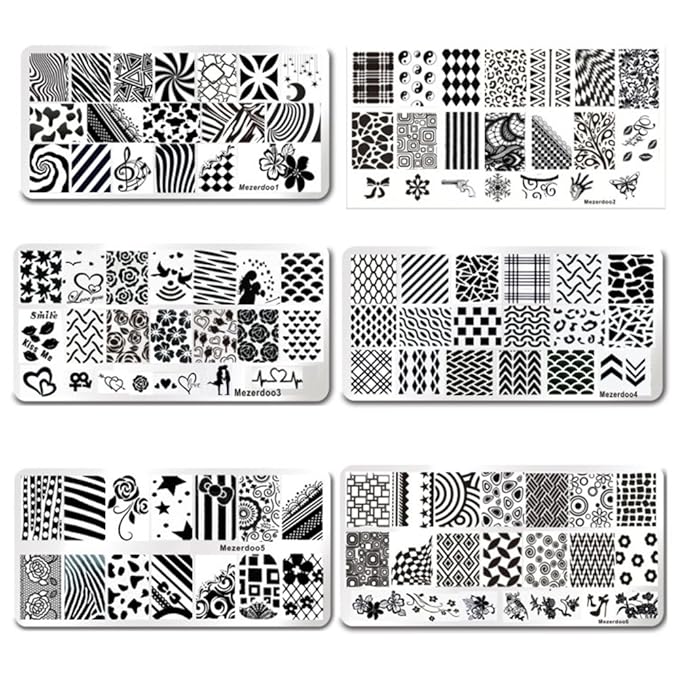 Mezerdoo 12pcs/lot 120 Slots PU Leather Nail Art Stamping Image Plate Case and 11Pcs Nail Art Templates Plates Manicure Nails Stencils (Mezerdoo1-11 + 1 blue case)