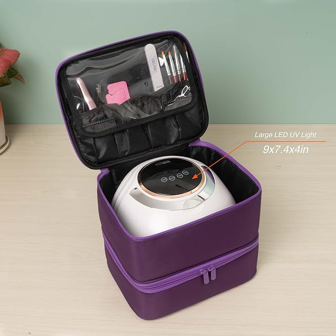 ButterFox Nail Polish Carrying Case Bag Storage Organizer, Fits up to 60 Nail Polish Bottles, Pockets for Manicure Accessories - Royal Purple