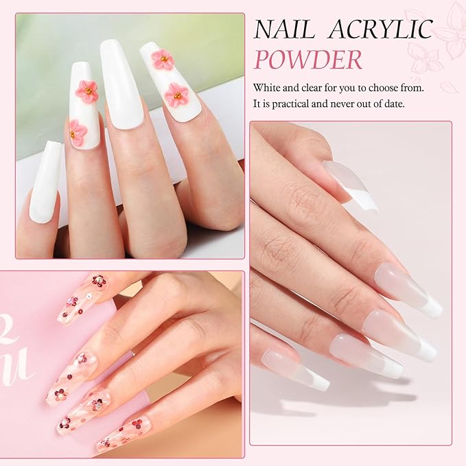 Peacecolor Acrylic Nail Kit for Beginners with Everything ,Professional Nail Kit Acrylic Set with Drill U V Light 21Pc Glitter Powder Gel Polish Decorations Gel Nail Gift Set for Home Salon