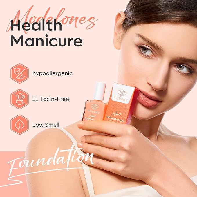 modelones Nail Strengthener Nude Nail Repair for Damaged Nails Strengthening Polish 15ml Nail Growth and Strengthener Natural Concealer Foundation Nail Care Gifts for Women