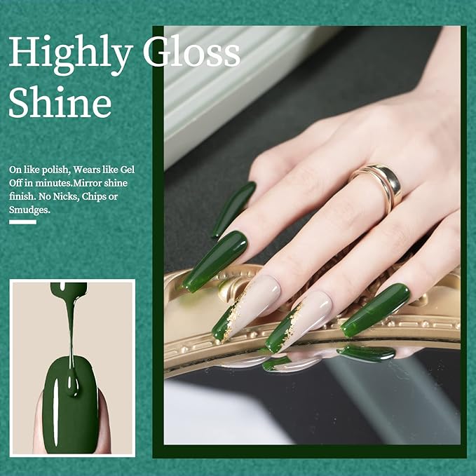 MAYCHAO 15ML Green Gel Nail Polish 1Pc Forest Green Gel Polish Soak Off UV LED Nail Varnish Nail Art Starter Manicure Salon DIY at Home, 0.5 OZ