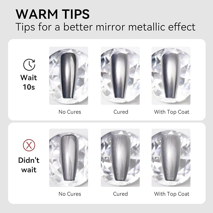 MIZHSE Metallic Silver Gel Polish, Chrome Gel Polish Mirror Painting Drawing Gel for Nail Art Glossy Mirror Effect Soak Off U V LED Gel for Nail Salon Home DIY Manicure