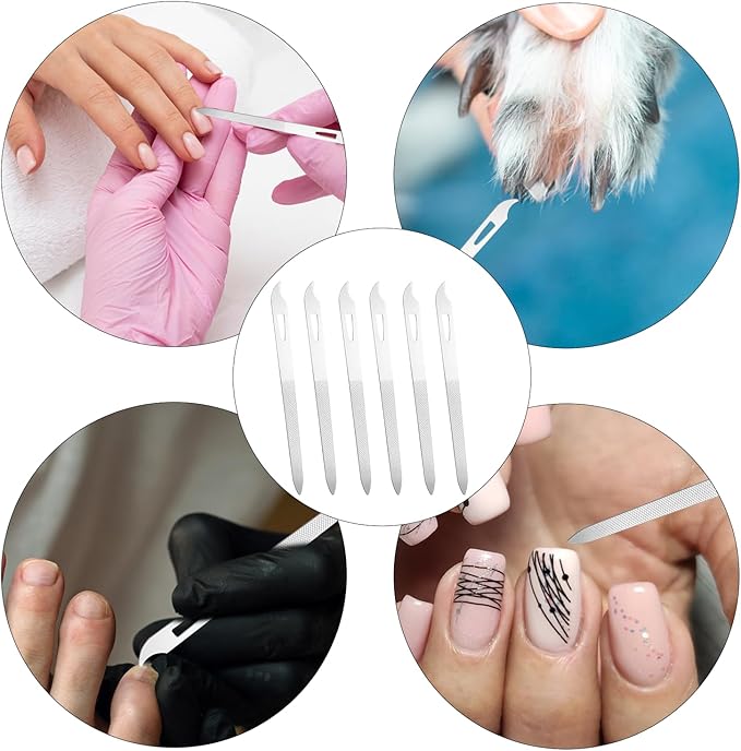 6PCS Metal Fingernail File, Double Sided Metal Nail File, Durable Thin Stainless Steel Nail Files for Filing Polishing, Manicure Pedicure Toenails Gentle Care Tools