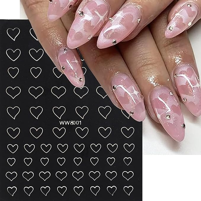 SILPECWEE 17 Sheets Airbrush Stencils for Nails French Tip Nail Guide Nail Design Stickers Bear Butterfly Heart Star Nail Art Stickers Decals Printing Template Tool Manicure Strips Nails Decoration