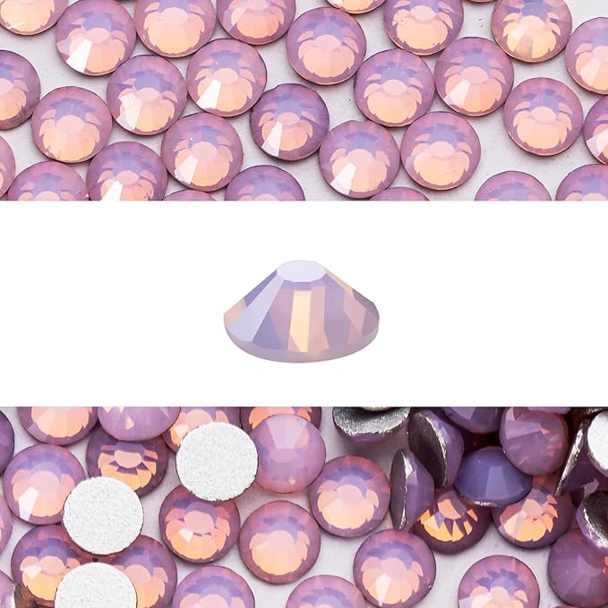 Novani 576 Pieces Flatback Rhinestones Glass Round Gems Pink Opal Crystals for Nail Art DIY Crafts Clothes Shoes,SS30,6.4-6.6mm