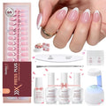 Beetles X Press Kit Gel Nail Kit, Press On Nails Short Almond Kit with 224Pcs French Nail Tips Nail Glue & Remover Builder Top Coat Mini Nail Lamp All-in-One DIY Nail Kit Gift for Women