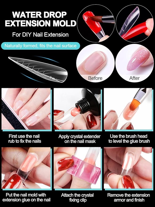 EBANKU Dual Nail Forms for Poly Extension Gel, 450 PCS Pink Nail Forms Reusable Acrylic Nail Molds Sets, 15 Sizes Nail Extension Forms for Builder Gel Manicure Nail Art Design Salon DIY