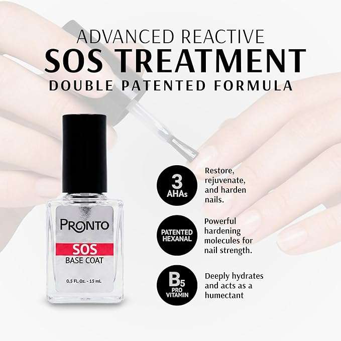 Pronto SOS Nail Rehab Kit | Nail Repair Treatment + 8oz Pure Acetone Polish Remover, Post-Gel Recovery Set for Damaged, Weak & Brittle Nails