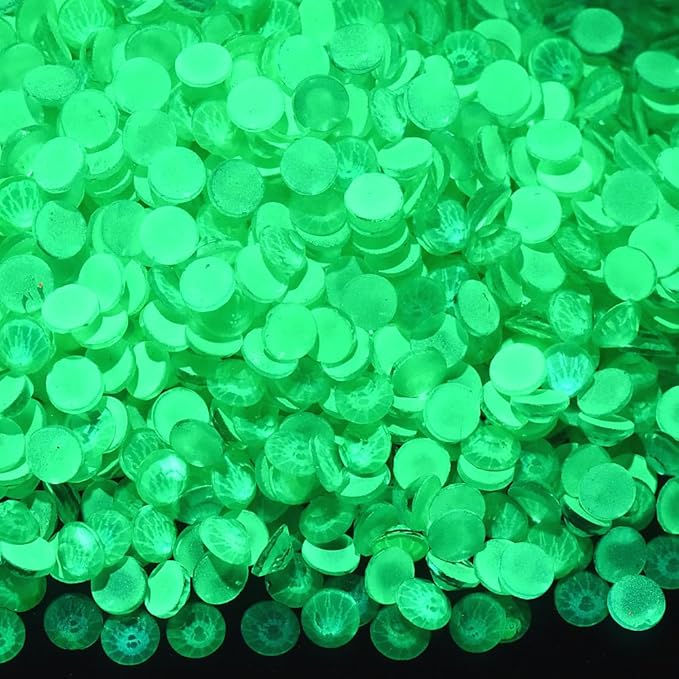 Blinginbox Flatback Rhinestones Round Gems, 288pcs Luminous Series Glass Stones Neon Gems Non Hotfix Crystal Rhinestones for Nail Charms Crafts Clothes Tumblers,Lime Neon Opal,SS30.