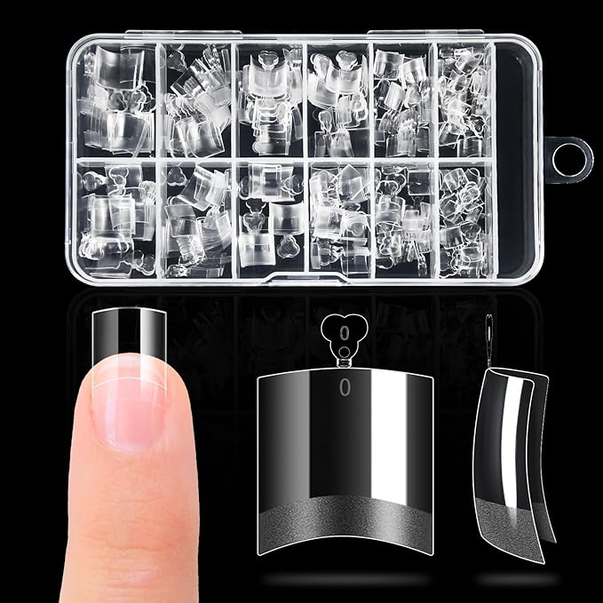 Buqikma French Gel Nail Tips Press-On Nails with Handle, 240PCS Half Matte False Nails, Soft Gel Tips for Full Cover Nail Extension Home DIY Professional Salon Use（120PP Box with Tips）