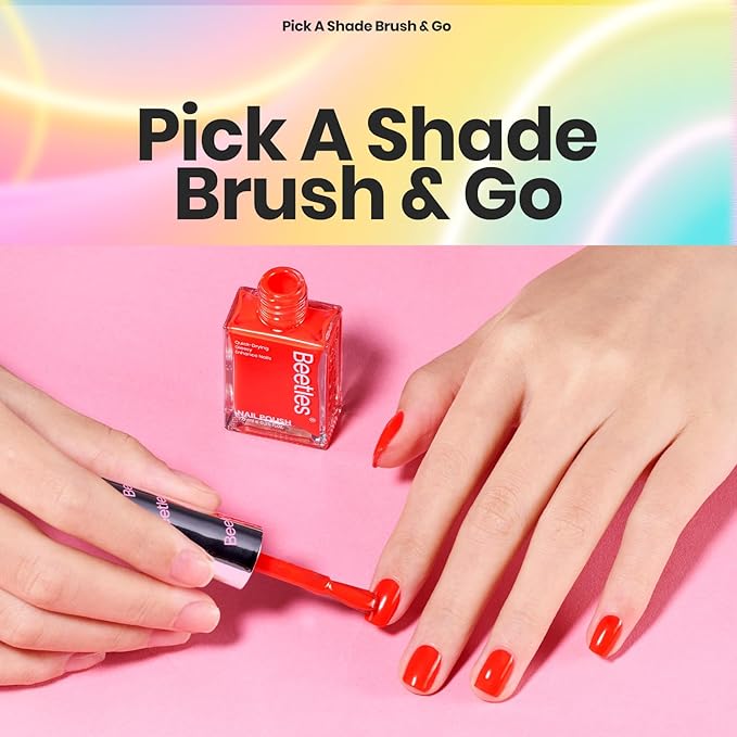 Beetles Quick Dry Neon Nail Polish Set - Glitter Rainbow Nail Polish Set 12 Colors Regular Air Dry Fingernail Polishs Pack for DIY Nail Art Salon Home Women Valentine Gift