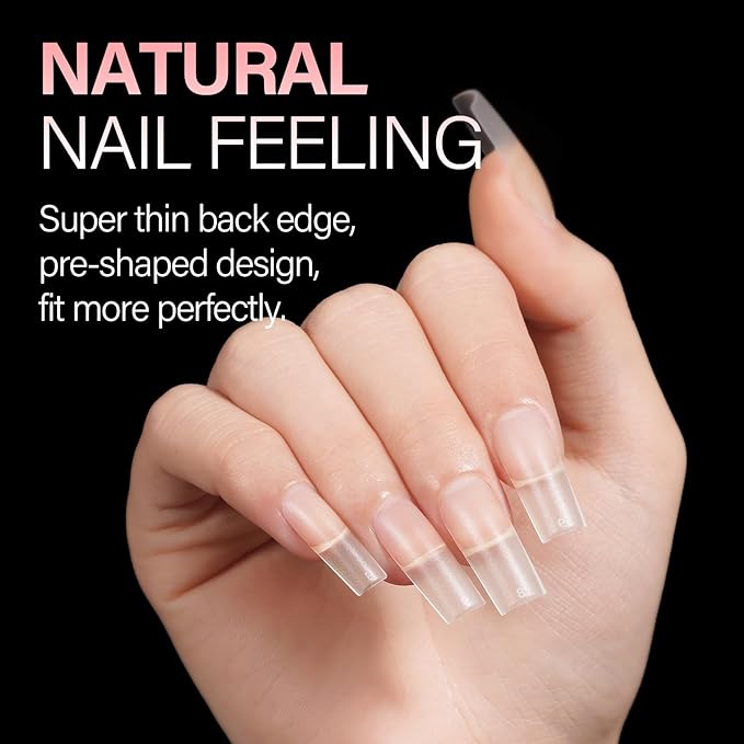AILLSA Medium Square Nail Tips 450PCS Full Cover Nail Tips Matte Acrylic Upgraded No Need Files Press on Fake Nails Tips for Extension Home DIY Nail Salon 15 Sizes