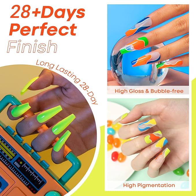 modelones Neon Gel Nail Polish Set -6 Colors Summer LGBT Hot Pink Blue Purple Green Yellow Gel Polish Set Soak Off Nail Kit Manicure DIY Nail Art Salon Home Gift