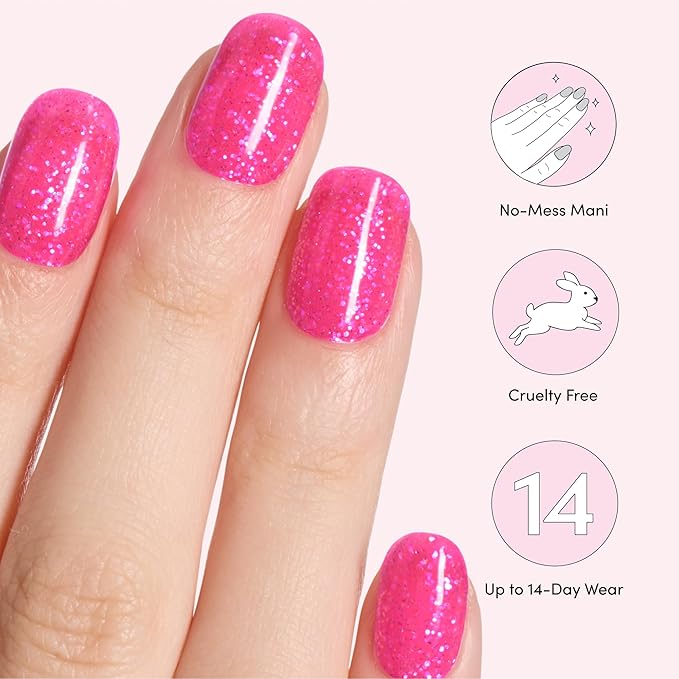 Dashing Diva Glaze Nail Strip Set - Watermelon Smoothie - Long Lasting, Chip Resistant, Semi-Cured Gel Nails - 4-Piece Manicure Kit with 32 Strips