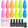 Beetles Valentines Gel Nail Polish Set, Bright Rainbow Collection 6 Colors Hot Pink Blue Yellow Green, Soak Off UV LED Neon Gel Nail Polish Kit Spring Nails - Gift for Women