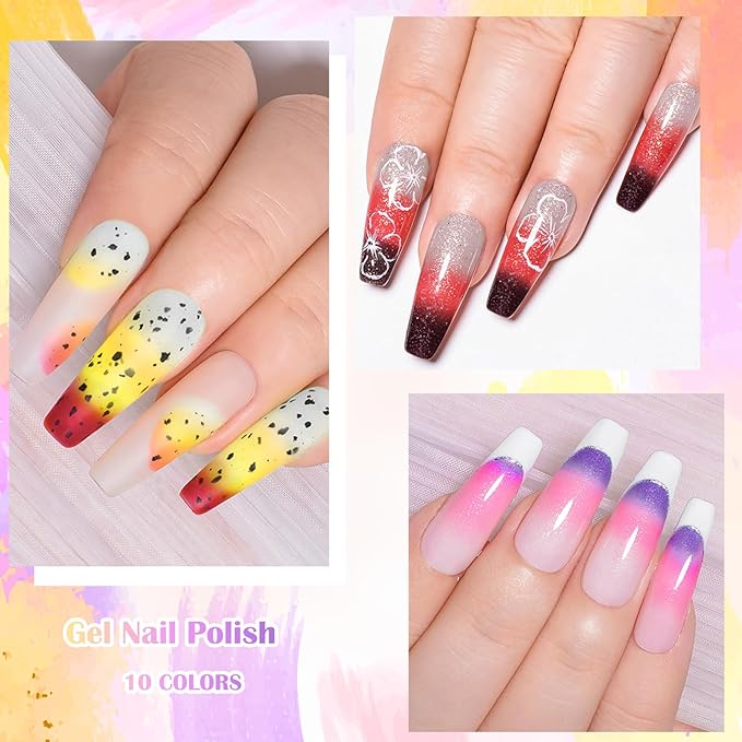 MEET ACROSS 12PCS Thermal Nail Gel Polish Kit, Color Changing Gel Nail Polish Set, Nail Art Gel Varnish Soak off UV LED Color Changed Nail Gel Nail Art Manicures