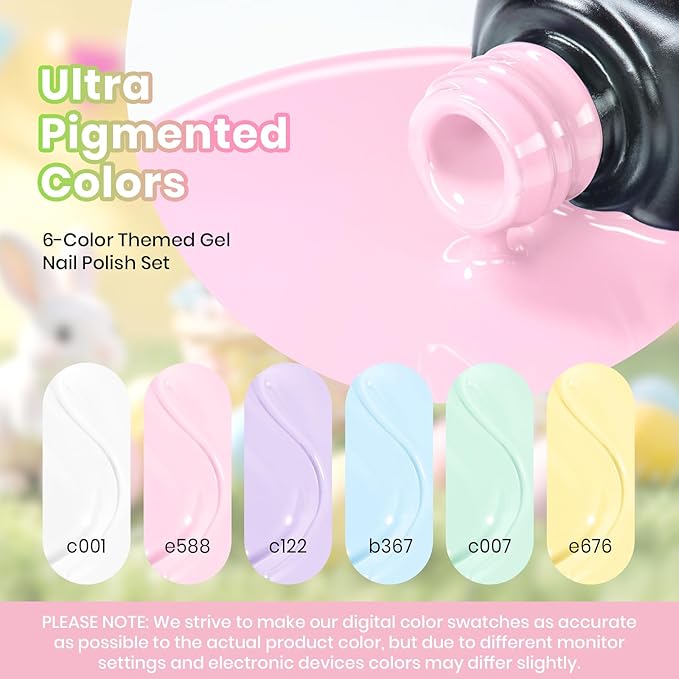 Beetles Easter Gel Polish Set - 6 Colors Pastel Polka Dot Gel Nail Kit Pink White Yellow Blue Green Color Soak Off UV LED Nail Polish Nail Art Home DIY & Nail Techs Spring Gift for Women