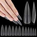 No C Curve XXL Stiletto Nail Tips, Full Matte Clear Full Cover, Stiletto Flat Tips for Acrylic Nails Art Design, Salons, Home DIY Nail Extension(12 Sizes 240PCS)