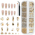 2052Pcs Champagne Gold Nail Rhinestones 72 Multi Shapes Golden Rhinestones for Nails Flatback Nail Gems +1980 K9 Glass Round Beads Stones Diamonds Nail Charms Art for Nails Faces Eyes Crafts