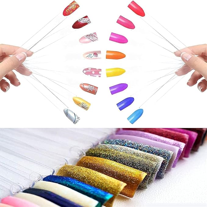 200 Pcs Nail Art Sticks with Ring, Fan-shaped Nail Art Polish Practice Display Tips Nail Sample Sticks, Nail Practice Color Display Polish Board, Transparent