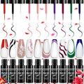 JODSONE Nail Art Gel Liner Set 10 Colors White Red Black White Gel Nail Polish Need U V Lamp Cured with Thin Brush,Valentines Gifts for Women