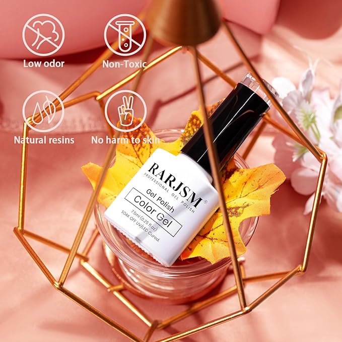 RARJSM Pearlescent Gel Nail Polish Neon Orange Red Shell Glitter Purple Shimmer Mermaid Iridescent Nail Gel Polish Soak Off LED UV Curing Requires Swirl Thread Effect DIY Manicure 7.5ML Summer Nail