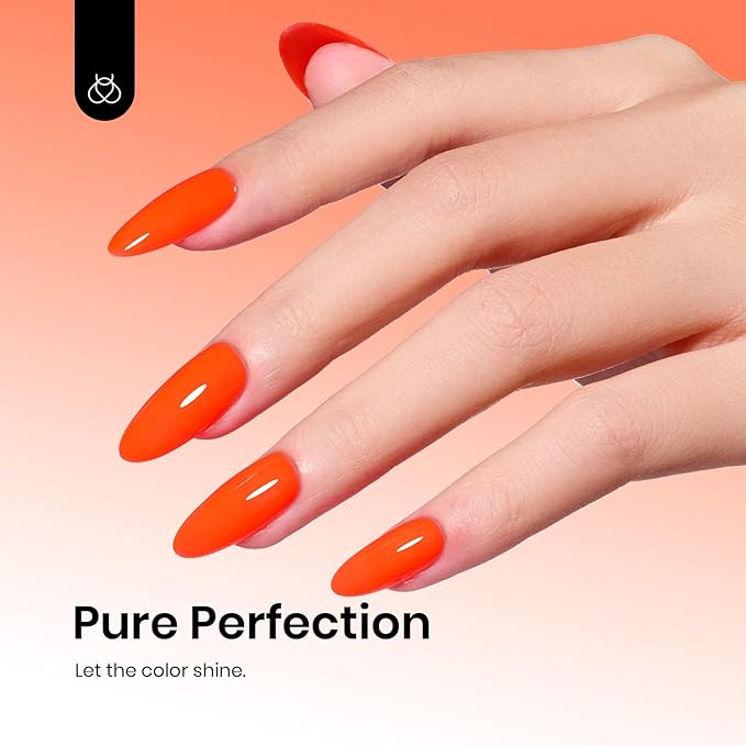 Beetles Neon Orange Gel Polish - Neon Sunset Spring Gel Nail Polish, Bright Orange Vibrant Color Soak Off UV High Glossy Nail DIY Drawing at Salon Home Nail Art 15ml