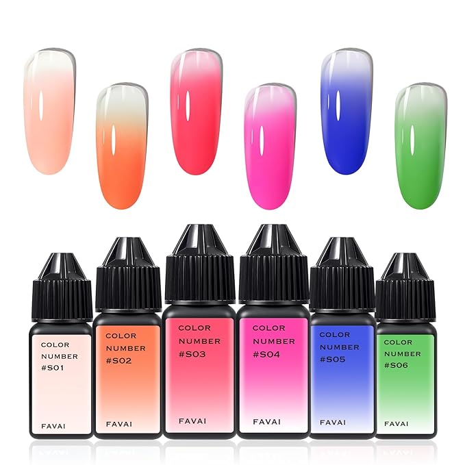 FAVAI 6 Colors Airbrush Gel Nail Polish 6 * 15ml- Sugar Collection for Nail Art Design Stickers French Manicures Nail Stencils Paint, Long Lasting Without Dilution Soak Off Nails Gel Set