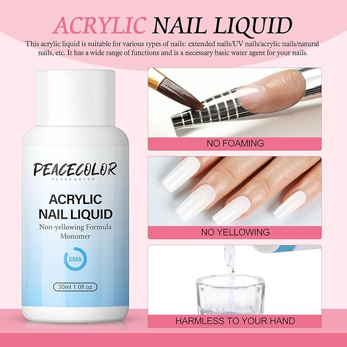 Acrylic Nail Kit for Beginners ,Clear/White/Pink Acrylic Powder Set Nail Drill U v light Nail Kit for Beginner 100PC Fake Tips Brush Manicure Tools for Extensions Starter Set DIY Home Salon